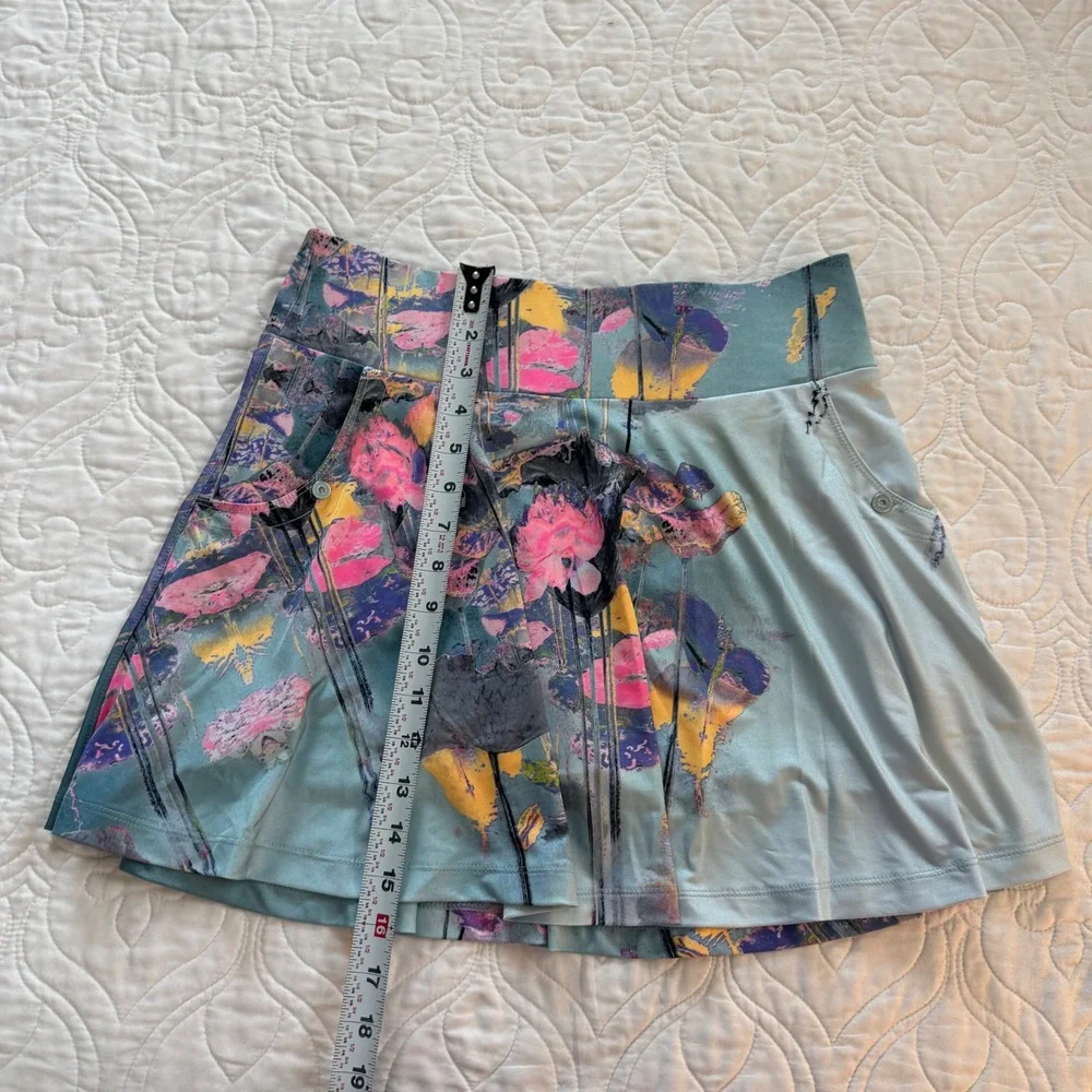 Jamie Sadock Teal Pink‎ Artistic Floral Print Sporty Golf Skort Women's 6 EUC